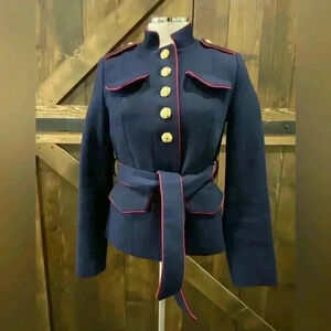 Banana Republic X Olivia Palermo Navy & Red Piping Military Jacket Size XS